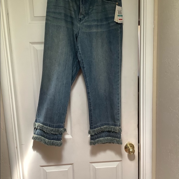 NWTS MIchael Kors nice blue Jeans with fringe. Size 16 front and back pockets - Picture 3 of 8
